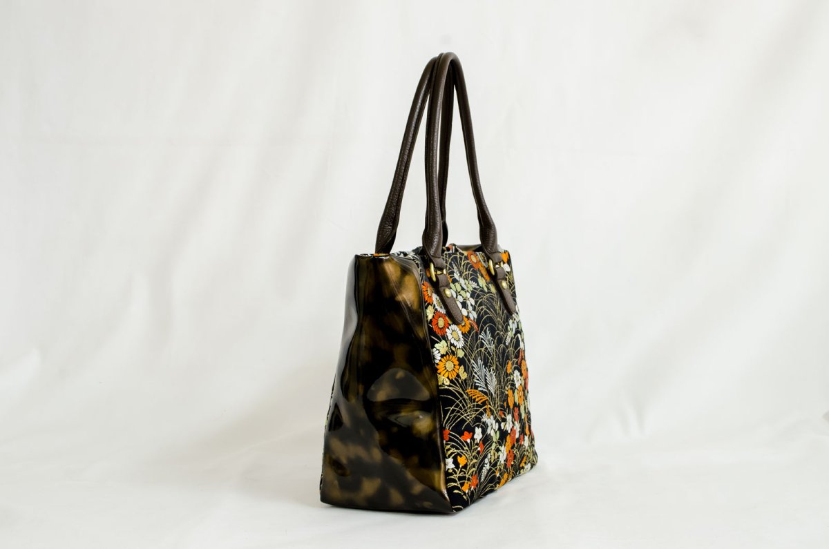 Photo4: 【K4434-BLKF-L12C】Handbag made of Japanese traditional OBI (4)