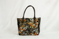 Photo1: 【K4434-BLKF-L12D】Handbag made of Japanese traditional OBI (1)