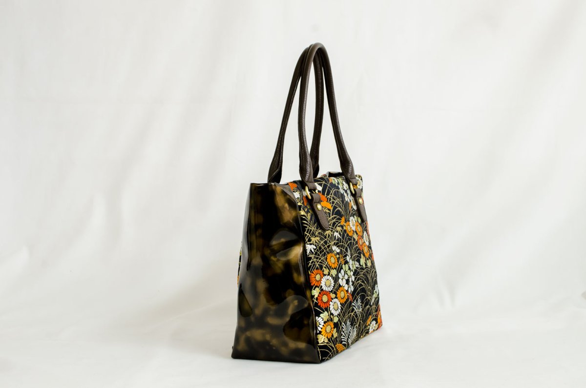Photo2: 【K4434-BLKF-L12D】Handbag made of Japanese traditional OBI (2)