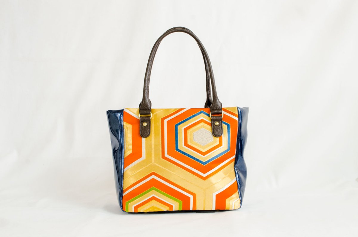 Photo1: 【K4434-ORGT-L12D】Handbag made of Japanese traditional OBI (1)