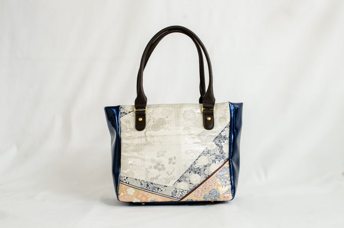Photo3: 【K4434-SILV-L12A】Handbag made of Japanese traditional OBI (3)