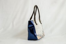 Photo4: 【K4434-SILV-L12A】Handbag made of Japanese traditional OBI (4)