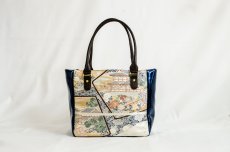 Photo1: 【K4434-SILV-L12B】Handbag made of Japanese traditional OBI (1)