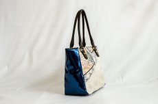 Photo4: 【K4434-SILV-L12C】Handbag made of Japanese traditional OBI (4)