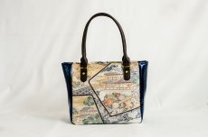 Photo1: 【K4434-SILV-L12D】Handbag made of Japanese traditional OBI (1)