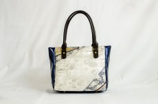Photo3: 【K4434-SILV-L12D】Handbag made of Japanese traditional OBI (3)