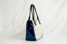 Photo4: 【K4434-SILV-L12D】Handbag made of Japanese traditional OBI (4)