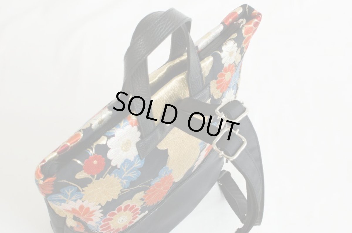 Photo6: 【K4942-BLKG-L12B】Backpack made of Japanese traditional OBI (6)