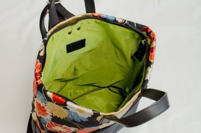 Photo2: 【K4942-BLKG-L12B】Backpack made of Japanese traditional OBI