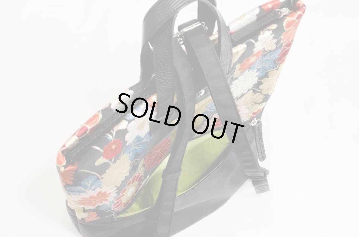 Photo8: 【K4942-BLKG-L12B】Backpack made of Japanese traditional OBI (8)