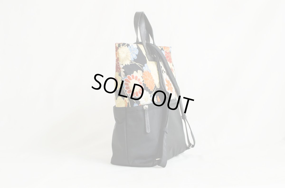 Photo2: 【K4942-BLKG-L12B】Backpack made of Japanese traditional OBI (2)