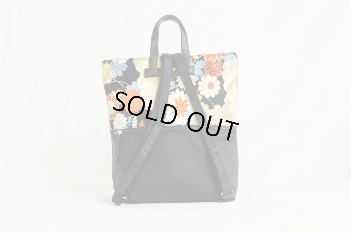 Photo3: 【K4942-BLKG-L12B】Backpack made of Japanese traditional OBI (3)