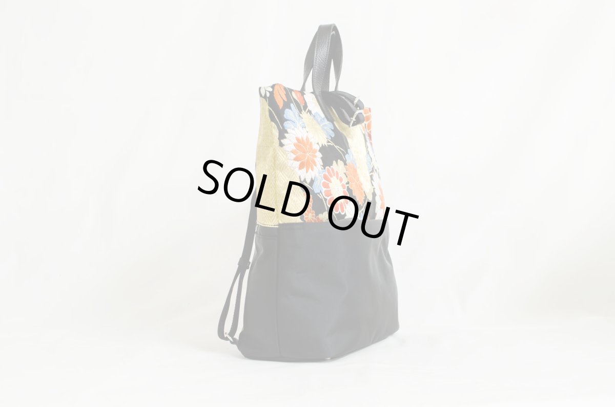 Photo4: 【K4942-BLKG-L12B】Backpack made of Japanese traditional OBI (4)