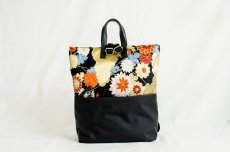 Photo1: 【K4942-BLKG-L12C】Backpack made of Japanese traditional OBI (1)