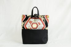 Photo1: 【K4942-BLKT-L12A】Backpack made of Japanese traditional OBI (1)