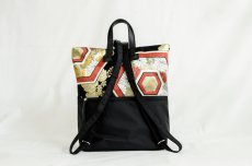 Photo3: 【K4942-BLKT-L12C】Backpack made of Japanese traditional OBI (3)