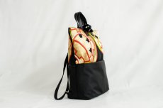 Photo4: 【K4942-BLKW-L12B】Backpack made of Japanese traditional OBI (4)