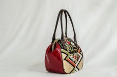 Photo4: 【K9200-BLKZ-L12A】Metal clasp hand bag made of Japanese traditional OBI (4)