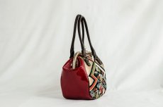 Photo4: 【K9200-BLKZ-L12B】Metal clasp hand bag made of Japanese traditional OBI (4)