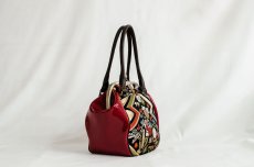 Photo2: 【K9200-BLKZ-L12D】Metal clasp hand bag made of Japanese traditional OBI (2)