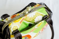 Photo5: 【K9200-GRNH-L12D】Metal clasp hand bag made of Japanese traditional OBI (5)