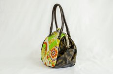 Photo2: 【K9200-GRNH-L12C】Metal clasp hand bag made of Japanese traditional OBI (2)