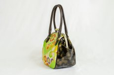 Photo4: 【K9200-GRNH-L12D】Metal clasp hand bag made of Japanese traditional OBI (4)