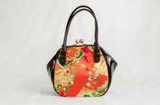 Photo3: 【K9200-ORGP-L12C】Metal clasp hand bag made of Japanese traditional OBI (3)