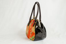 Photo4: 【K9200-ORGP-L12C】Metal clasp hand bag made of Japanese traditional OBI (4)