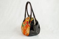 Photo4: 【K9200-ORGP-L12D】Metal clasp hand bag made of Japanese traditional OBI (4)