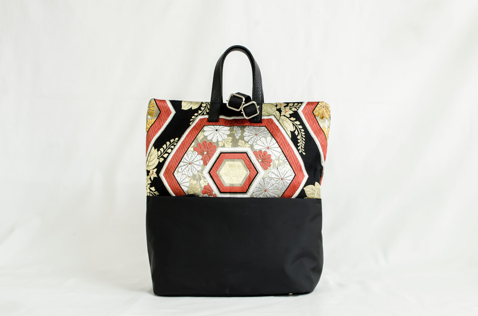 Photo1: 【K4942-BLKT-L12A】Backpack made of Japanese traditional OBI (1)